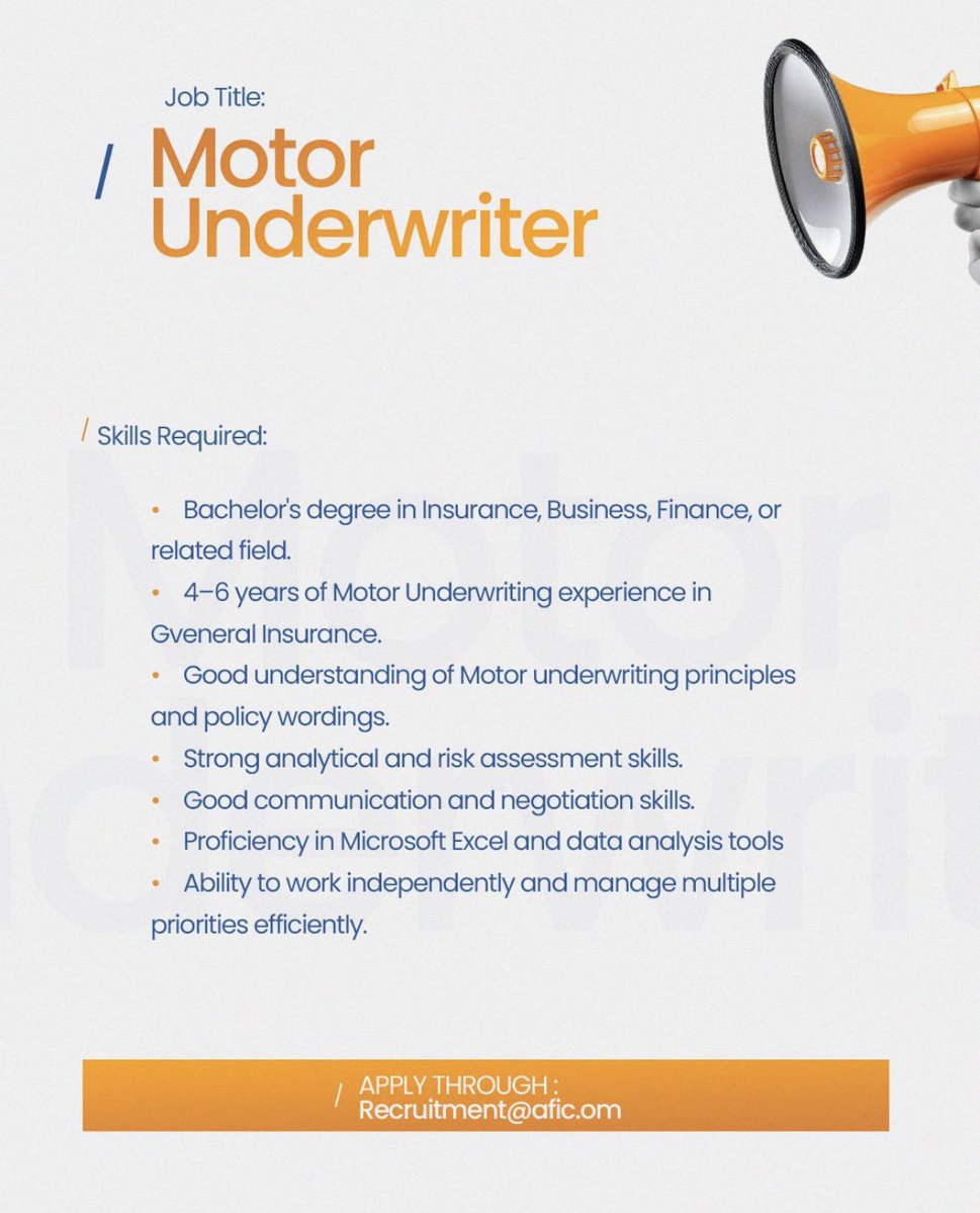 careers_oman's tweet photo. الشركة العربية فالكون  للتأمين تعلن عن شاغر وظيفي: Motor Underwriter
التفاصيل:
https://t.co/WvU8jL7UpA https://t.co/DLZU3we9ja