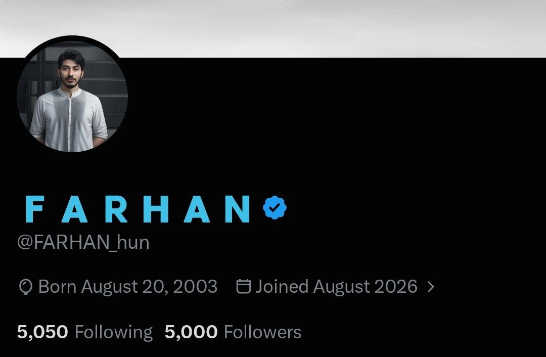 FARHAN_hun's tweet photo. 5K locked in 💯

Started from zero. 
                Still going.
THANKS TO ALL OF  YOU ❣️❣️❣️ https://t.co/lWkYqqZU55