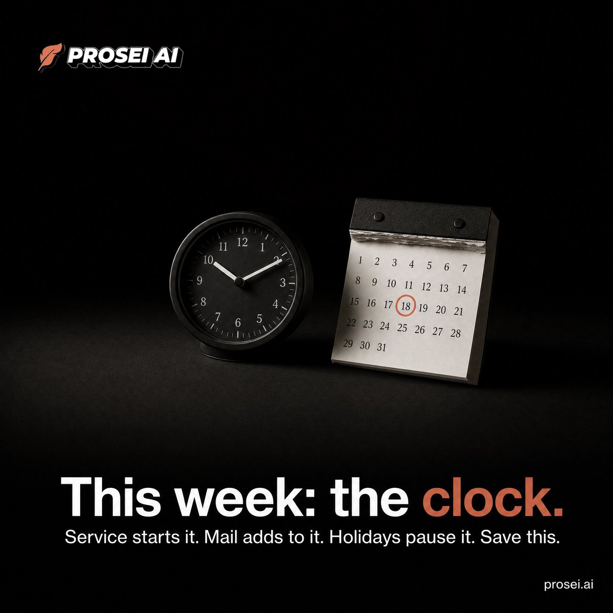 ProseiAI's tweet photo. This week: the clock.
Starts at service. Mail adds days. Calendar vs court days can differ by a week. Continuance = ask for time properly. Order decides a step; judgment decides the case.
Local rules control. Save this.
Not legal advice. #ProSe https://t.co/ffI7pLiZPN