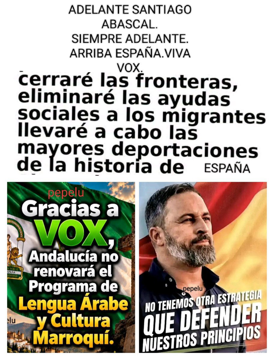anselmo61116025's tweet photo. Adelante Santiago Abascal.
Millones de patriotas, votantes,
afiliados, y simpatizantes.
Apoyamos todas tus políticas.
ARRIBA ESPAÑA. VIVA VOX. https://t.co/IB2tC4vI2Y