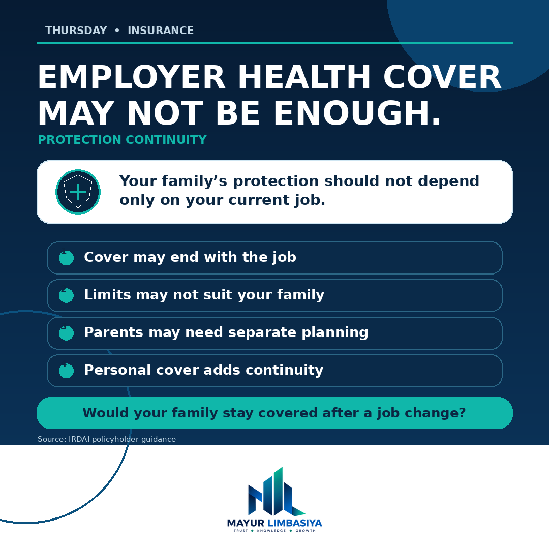 MayurFinancial's tweet photo. Employer health cover is useful, but it may change or end with the job.

Check whether the limits suit your family and consider continuity through personal cover.

Would your family remain protected after a job change? #HealthInsurance https://t.co/3H8G5bYLwg