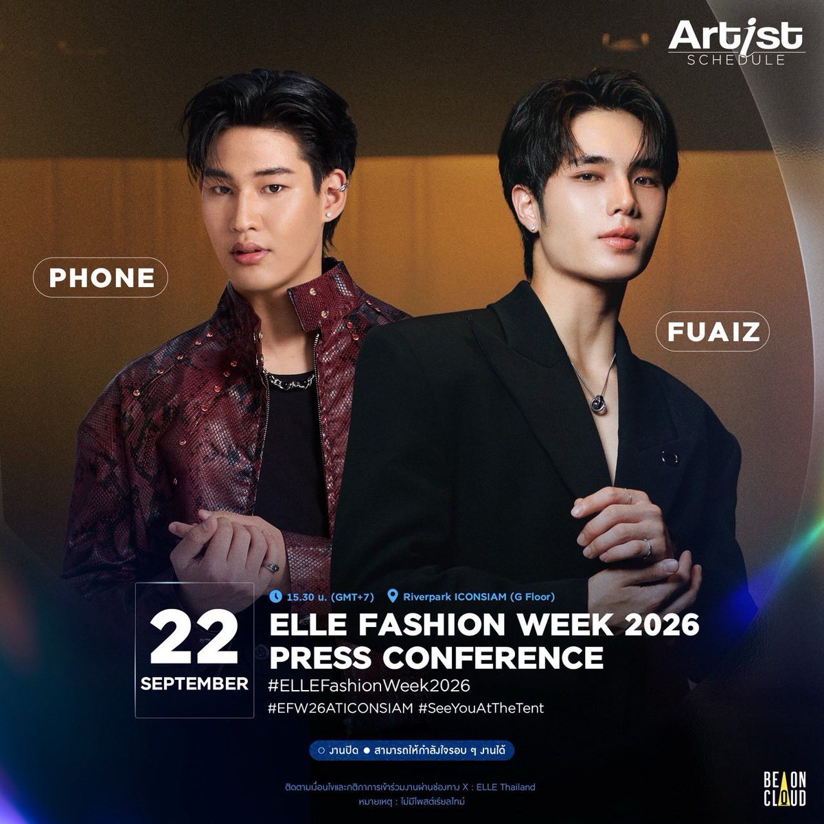 beoncloud_th's tweet photo. 📍 ตารางงานศิลปิน BeOnCloud 
🗓 วันจันทร์ที่ 21 กันยายน - วันจันทร์ที่ 28 กันยายน 2569

#BeOnCloud https://t.co/U00vWixS4U