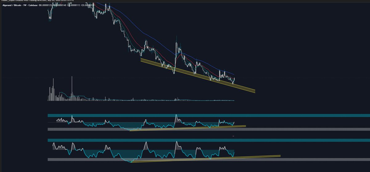 Trader_GSpot's tweet photo. Masive bullish divergence ALGO/BTC chart 
W/M Timeframe
its time for algorand:native https://t.co/gWeb3mwYx2