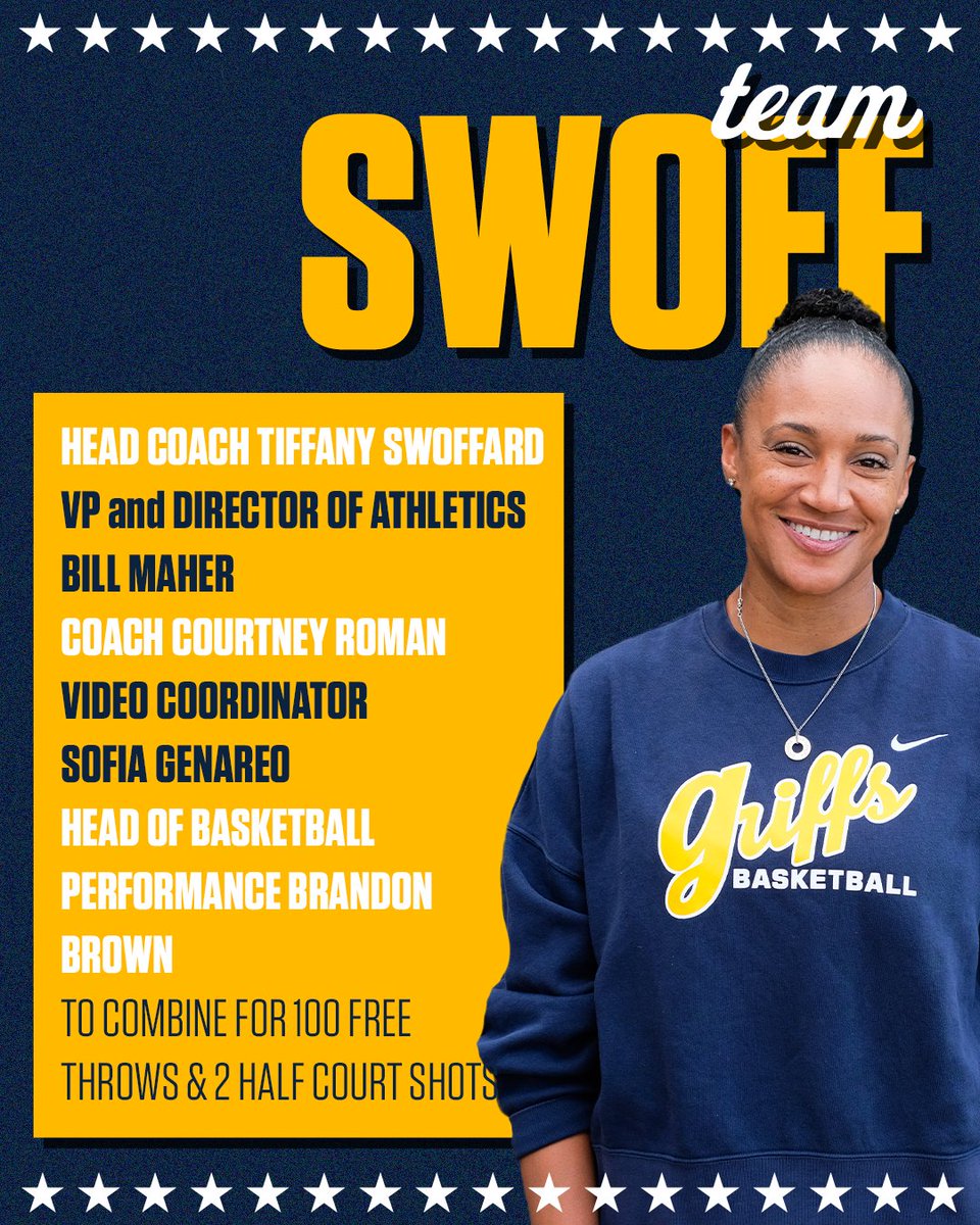 GriffsWBB's tweet photo. Which team you got?? Stoute vs Swoff 🔥 

There is still time to sponsor any of our VIP shooters, coaches, and players. Come see how many free throws our team can make this Saturday, September 26th from 12-2pm!

Use this link to pledge! https://t.co/QfEPlq6q5a https://t.co/1OeeorBzAg