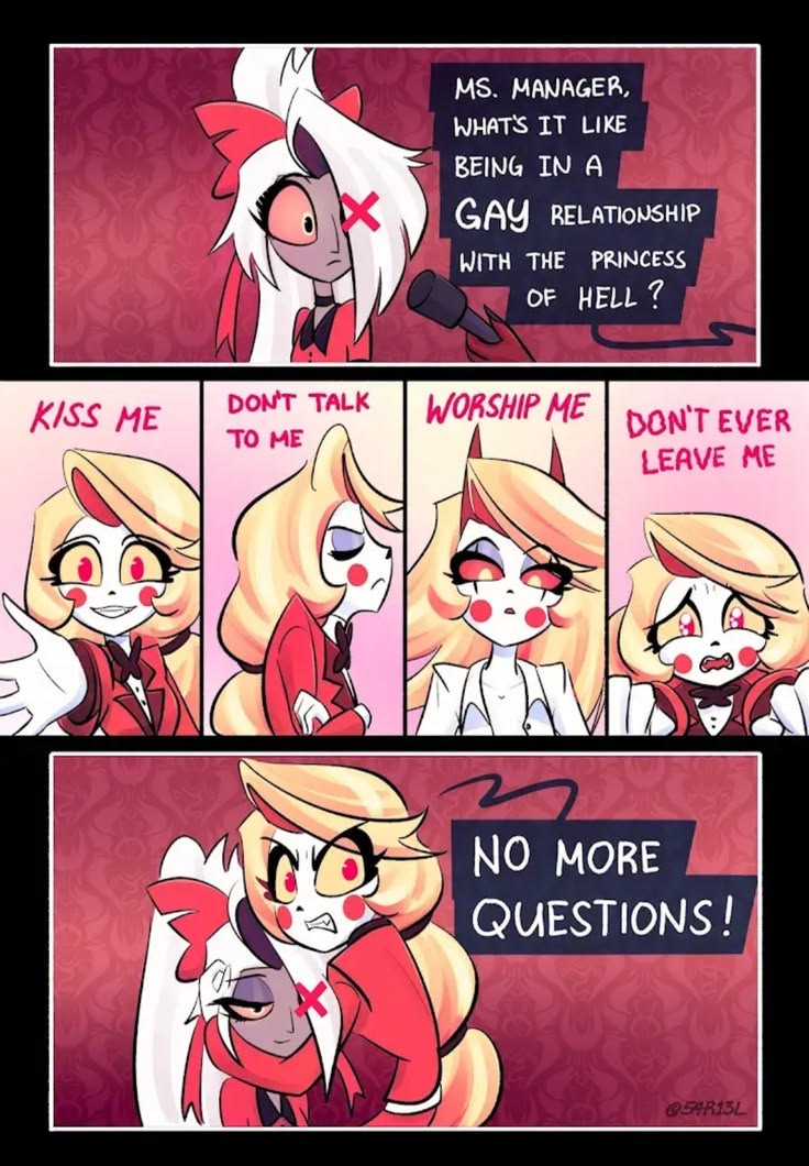 AiraldiVictoria's tweet photo. Kiss me. Worship me. Don’t leave me. Simple rules. 😌❤️

#HazbinHotel #CharlieMorningstar #Vaggie #Chaggie #Hellaverse #FanArt #ArtistOnX https://t.co/8ca336fRsr