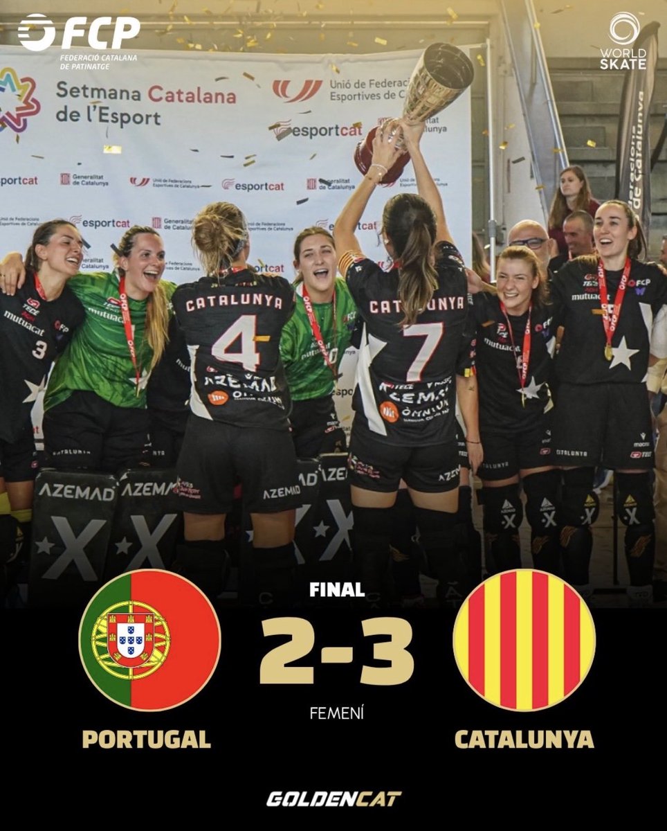 xarxaelLLOM's tweet photo. 🏆🏆 CATALUNYA
🟡🔴🟡🔴🟡🔴🟡🔴🟡
guanya les dues finals, masculina i femenina, del torneig de la GOLDENCAT 2026 d'hoquei patins. 

Catalunya s'ha proclamat doblement campiona en dos partits vibrants en què ha aconseguit derrotar Portugal, una potència mundial en aquest esport https://t.co/x03Q1SfZPX