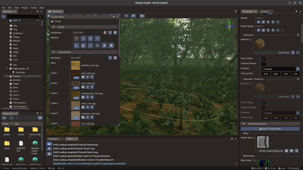 doriaxengine's tweet photo. This is the new Terrain Editor window. Now with advanced features like foliage and others https://t.co/yTj8W1FgW3