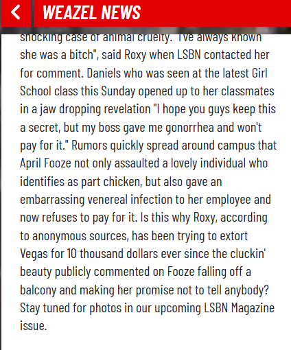 Saracasticcc's tweet photo. Weazel News wrote an article about April Fooze 😭 https://t.co/YMnlwq5Wvt