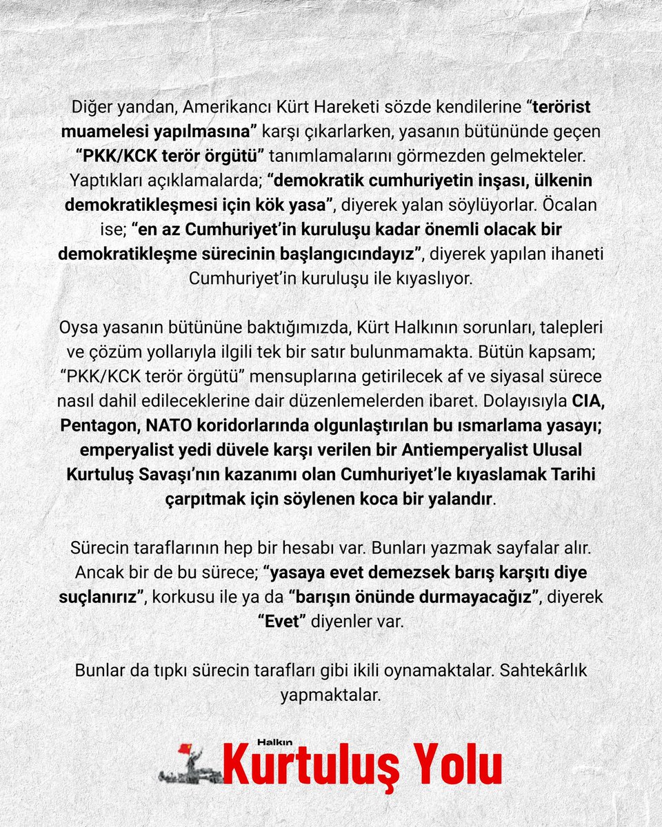 kurtulusyolugz's tweet photo. 214. sayımızda Tacettin Çolak'ın

“Sevr’ci Sahte Sollardan Yeni Herzeler” isimli yazısını yayımlıyoruz.

Yazının devamına ve “Kurtuluş Yolu Gazetemizin 214. sayısının tamamına” erişmek için bio kısmında bulunan linki ziyaret edebilirsiniz. https://t.co/yOWIaKmLS5