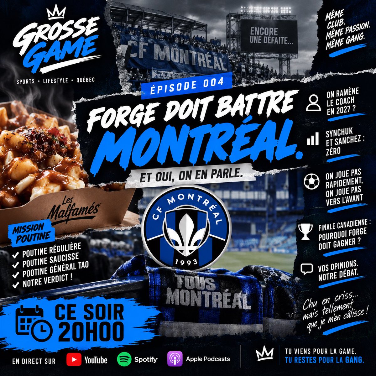 GrosseGameMedia's tweet photo. Grosse game ce soir 20:00 #CFMTL / #GrosseGame https://t.co/4dRfGDY3gm