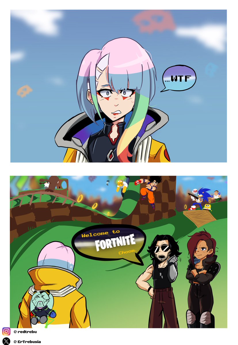 Jonh97381353's tweet photo. Yeah welcome to fornite Lucy.

#Fornite #Cyberpunk https://t.co/L8ZCxsMHk6