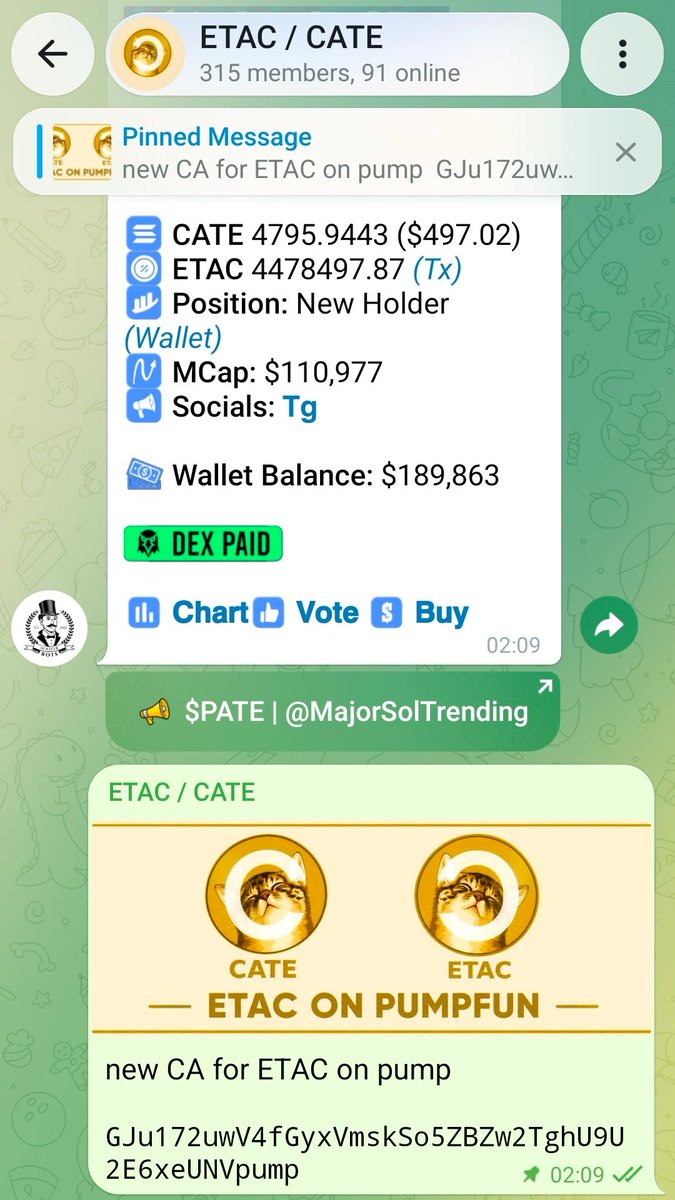 EtacCate_sol's tweet photo. TG CA is updated and pinned. This not a hack. We just want to maximize our exposure and I think this is make sense in pumpfun like catecoin and babycate. 

GJu172uwV4fGyxVmskSo5ZBZw2TghU9U2E6xeUNVpump https://t.co/lykTzRRUjY