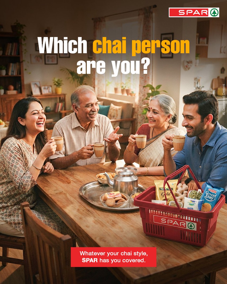 SparIndiaHyper's tweet photo. A day without chai? Let’s not even think about it.

This National Chai Day, make your favourite cup exactly the way you like it.

Get your chai essentials at SPAR. https://t.co/qBRlsW776E