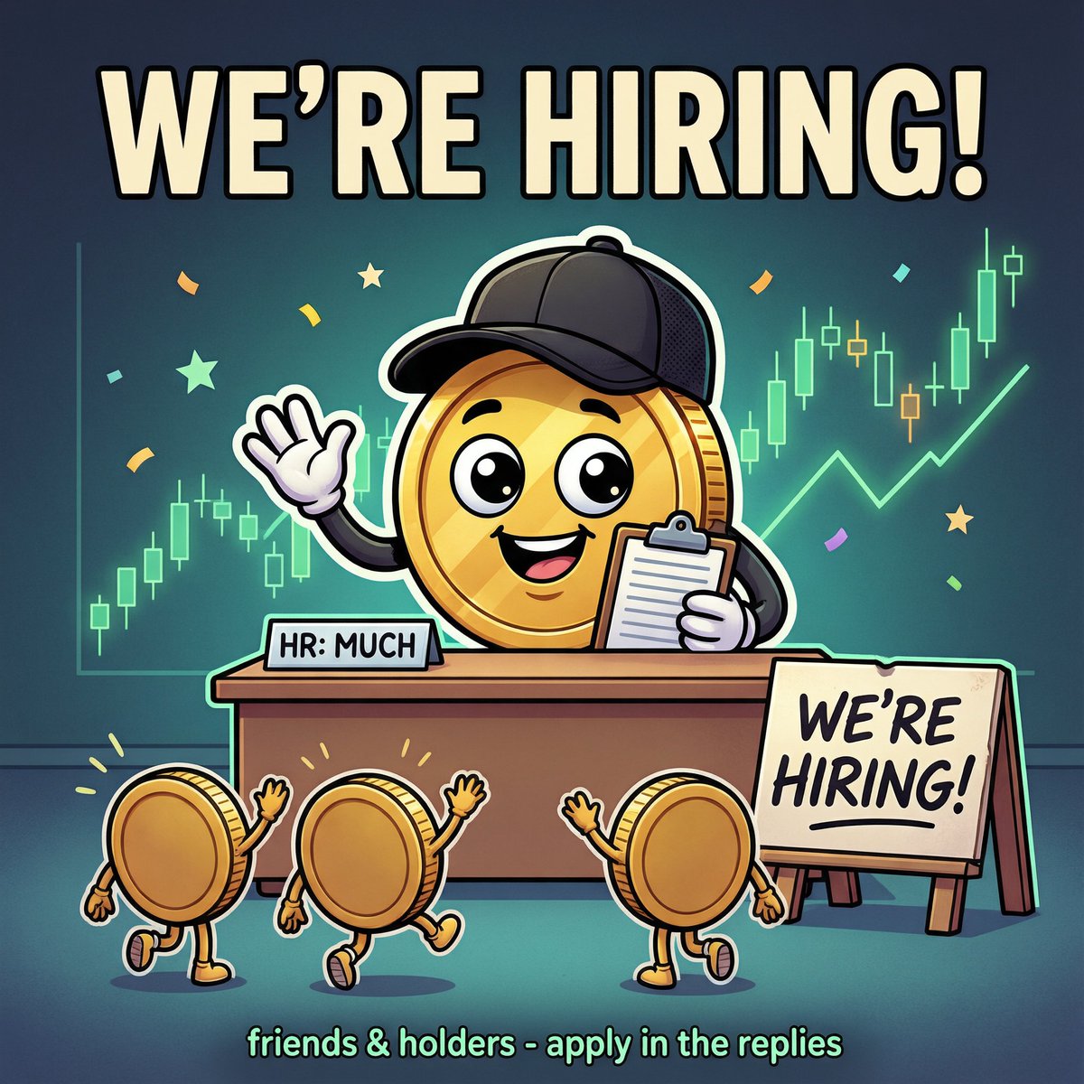 HMWTCH_coin's tweet photo. WE'RE HIRING! 

Looking for: Friends. Followers. Holders.

Much is sending a small $HMWTCH airdrop to everyone who wants to join the experiment.

To apply:
1. Drop your SOL wallet 👇
2. Like + RT this post
3. Follow @HMWTCH_coin https://t.co/3WZp4sRMKA
