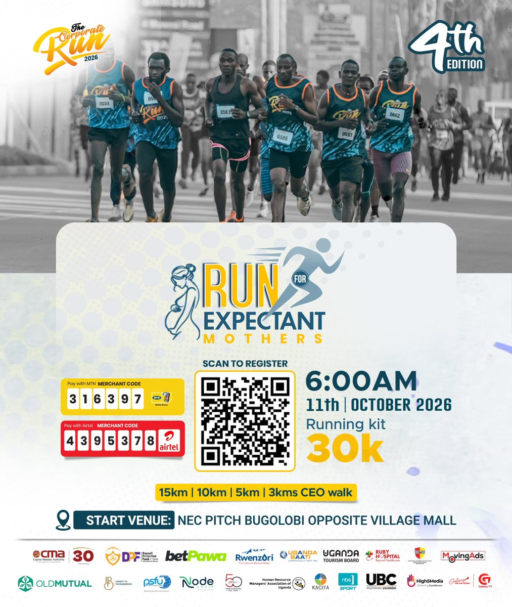 irumanyika's tweet photo. Did you that you can secure your kit at only 30k without leaving where you are?

Simply scan the QR code below or  register here 👉 https://t.co/pTNrImtJYE….

Join us in supporting expectant mothers and promoting safer motherhood.

#CorporateRun2026 https://t.co/d1Vz6k5mc1