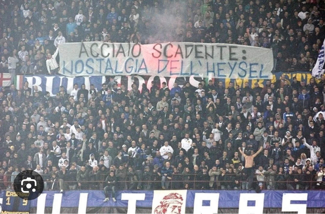 QuotidianoBN's tweet photo. ⚫️🔵 Tutti indignati per la Curva dell'Inter che inneggia all'Heysel. 

⚫️🔵 Fate schifo. https://t.co/NSUlnKfEP5