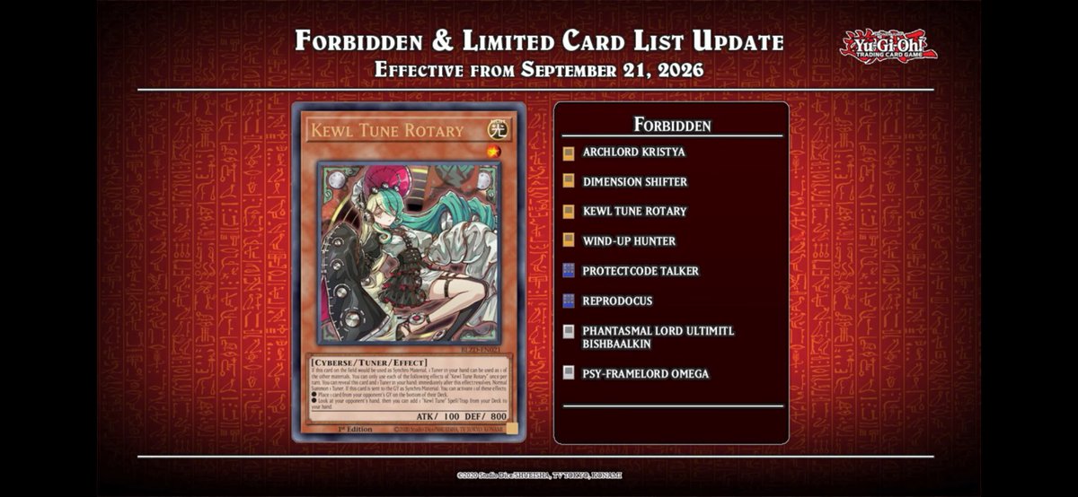 brave1_007's tweet photo. New TCG Banlist https://t.co/CKz7MVcf2c