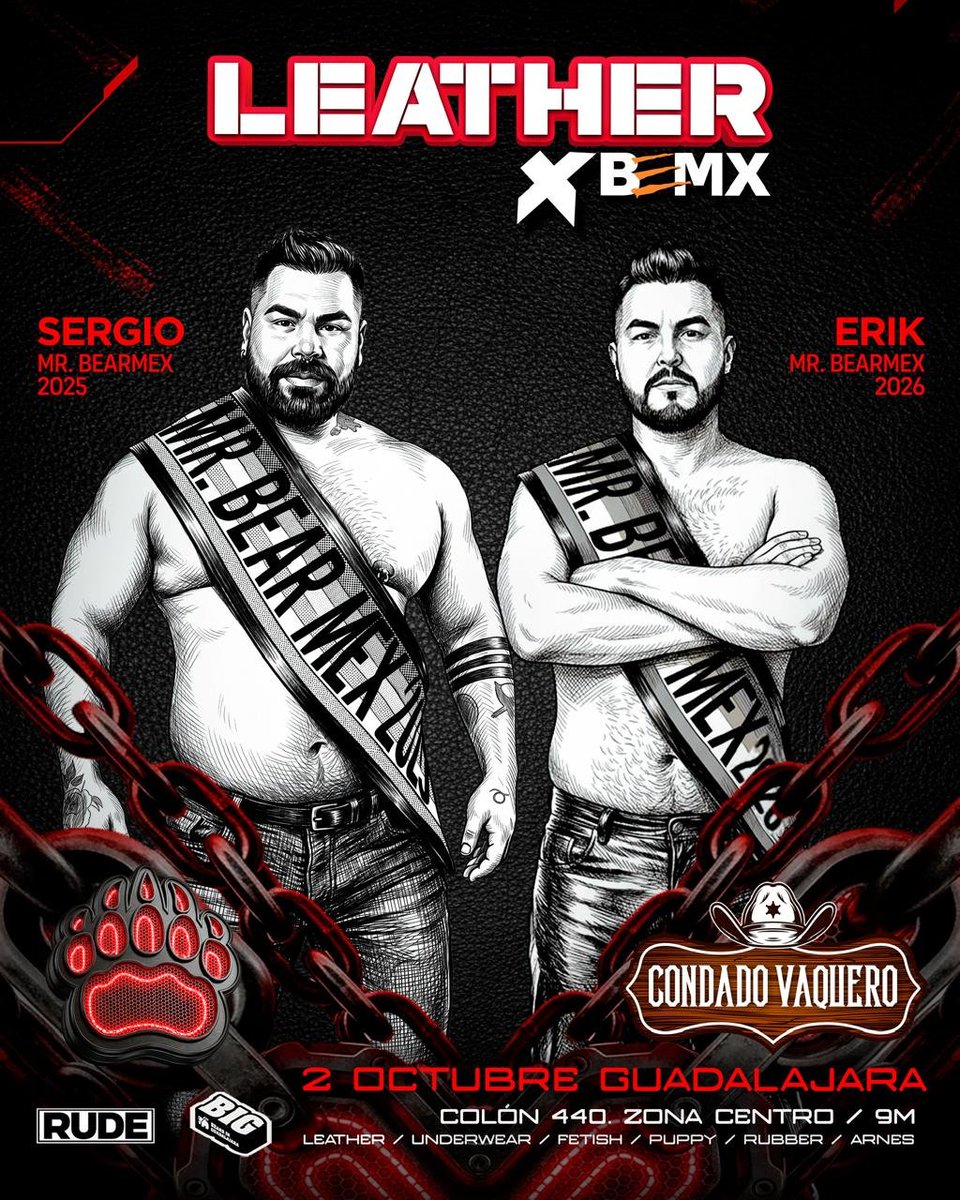 BearMex_'s tweet photo. 🔵Condado Vaquero
9pm-5am
cover $250
**Evento para hombres
Guadalajara,Jalisco
@Condadovaquero
@BIG_BearsInGDL
@RUDE_CONESTILO
#bearmex
#todosloscuerpos #comunidadbearmex #vaquerosbar https://t.co/CgKBFtQYf7