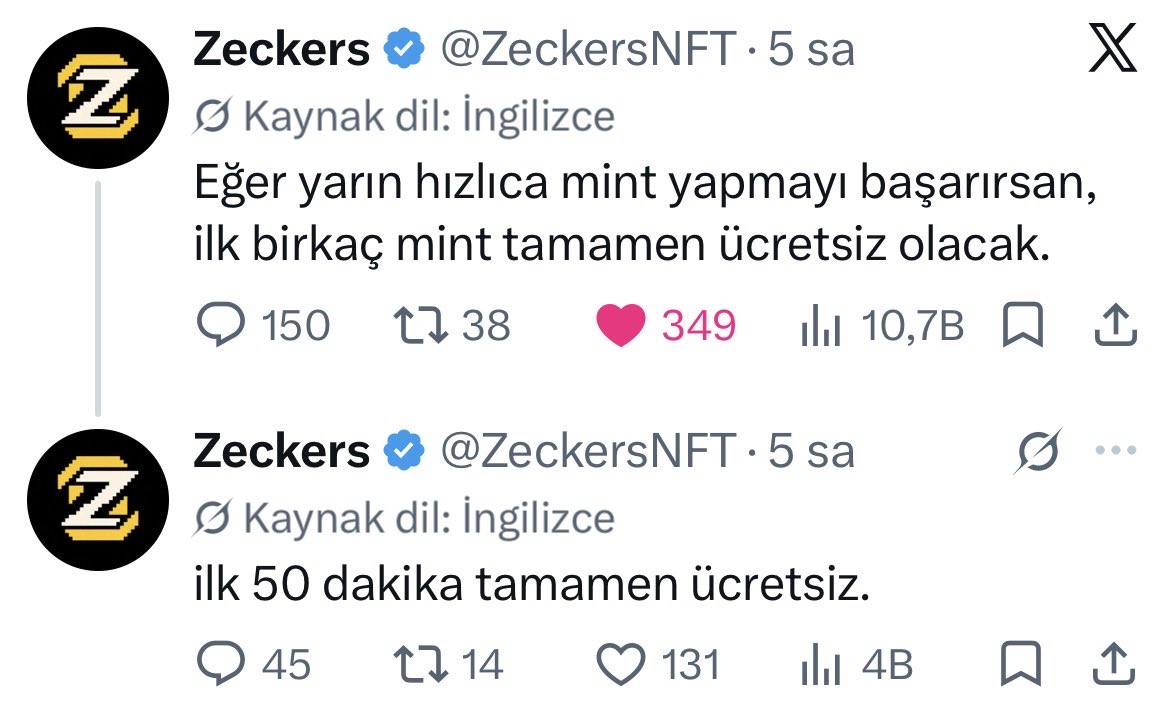 akay8372's tweet photo. bu kadarı da tesadüf olamaz… 😆gerçi kriptoda benzerliklerin de tesadüflerin de pek yeri yok daha önce ink ağında buna inanılmaz benzeyen bir koleksiyonu mint etmiştim ve ekip direkt rug çekti. 
o yüzden @ZeckersNFT için wl almış olsam da şahsen mint etmeyi düşünmüyorum WL olanlar ise dikkat etsinler derim.