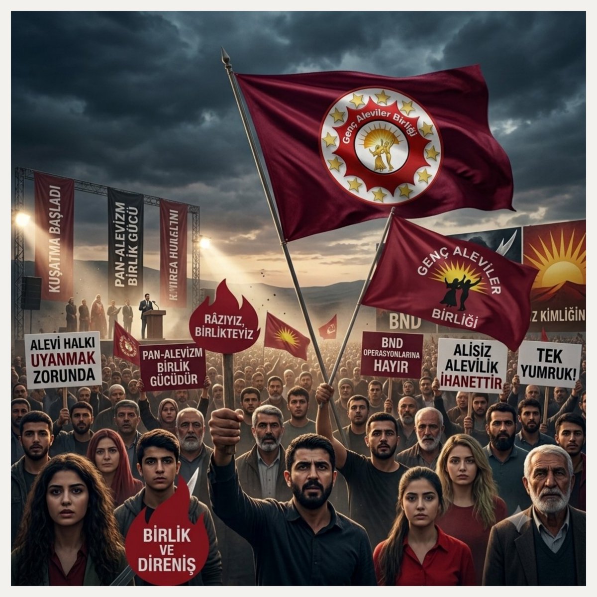 GAB_DER_'s tweet photo. 🚩 Alevi Halkı Uyanmak Zorunda: Masal Bitti, Kuşatma Başladı!

Alevi halkı bugün tarihinin en ağır, en sinsi kuşatmasıyla karşı karşıya. Yüzyıllardır her türlü baskıya rağmen sazıyla, sözüyle, rızalığıyla ayakta kalan bu kadim halk; bugün içeriden bölünüyor, dışarıdan kirletiliyor ve farklı ideolojik çarkların arasında alenen eritiliyor.

▪︎ Geçmişin Hataları, Bugünün Bölünmüşlüğü...

* Soralım: Alevi halkı ne zamana kadar başkalarının siyasi dolgu malzemesi olacak? Geçmişte yapılan en büyük hata, kendi bağımsız, özgün duruşunu inşa edemeyip kendini siyasi partilerin insafına ve oy deposu tüccarlarına teslim etmek oldu.

*  Sonuç ortada: Sandık zamanı hatırlanan, seçim bittiğinde kapı dışı edilen bir halk! Daha da acısı, gençliğin durumu... 

Alevi halkının bin yıllık irfanı ve felsefesi dururken; gençlerimiz marksist, materyalist ve marjinal ideolojilerin kucağına itilmekte, öz kimliğini bu yabancı kalıpların içinde kaybetmektedir.

▪︎ Avrupa Merkezli Operasyon ve BND Parmağı...

Ama tehlike sadece siyasi bölünmüşlükten ibaret değil. Asıl tezgah çok daha büyük ve karanlık! Avrupa’ya kaçan, Alevi maskesi takarak kurumların içine sızan ideolojik piyonlar bugün bu halkın köklerine nifak tohumları saçıyor. Doğrudan BND gibi yabancı istihbarat örgütlerinin güdümünde hareket eden bu satılmış odaklar, Alevi halkını tarihinden ve inancından koparmak için "Alisiz Alevilik" adıyla uyduruk, içi boş bir savaş başlattı. Bu, Alevi halkına yapılmış açık bir ihanettir; Alevi halkının tarihsel hakikatine doğrultulmuş bir silahtır!

▪︎ Kaçınılmaz Gerçek: Pan-Alevizm!

Artık yalanlarla uyutulma devri bitmiştir. Farklı partilerin peşinde sürüklenmek, dış güdümlü ajansların maskarası olmak Alevi halkının kaderi değildir ve olamaz!

▪︎ Kurtuluşun tek bir yolu vardır: Pan-Alevizm!

Pan-Alevizm, artık bir tercih değil, var olma mücadelesinin kaçınılmaz bir zorunluluğudur! Siyasi kamplaşmaları, coğrafi sınırları ve yapay ayrımları bir kenara bırakıp tüm Alevi halkının tek bir öz güce, tek bir dayanışma çatısına dönüştüğü gündür. Alevi kurumları derhal bu maskeli ajandacılardan, BND uzantılarından temizlenmelidir. Alevi halkı kendi köklerine, kendi Ali’sine, kendi irfanına ve kendi birliğine sahip çıkmadığı sürece bu kıyım bitmeyecektir.

* Uyanın! Ya tek bir yumruk olup öz kimliğinize sahip çıkacaksınız ya da başkalarının senaryosunda kurban olmaya devam edeceksiniz!

Genç Aleviler Birliği-GAB 

#Alevi #Aleviler #aleviyiz