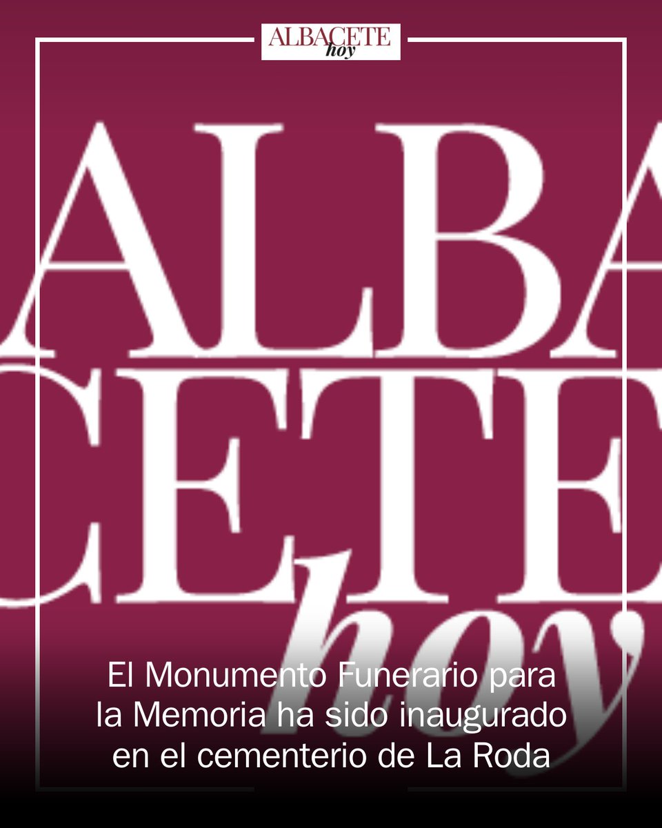 AlbaceteEdOn's tweet photo. 🕯️ La Roda inaugura un Monumento Funerario para recordar y homenajear a las 99 víctimas rodenses asesinadas por la dictadura franquista. La Diputación anuncia además la próxima exhumación de una segunda fosa común. #LaRoda #MemoriaDemocrática https://t.co/Jk3u3TVyqB https://t.co/VqCe9QbLUK