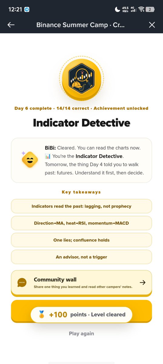 Craypto111's tweet photo. The truth is hidden in the indicators. Day 6 of #BinanceSummerCamp : Read candlestick charts, spot trends and key levels, and use MA, MACD and RSI.

I'm learning crypto with Binance Summer Camp. Join me in CryptoLingo! https://t.co/7FPEcEA5t2 https://t.co/YW6RMktX0L