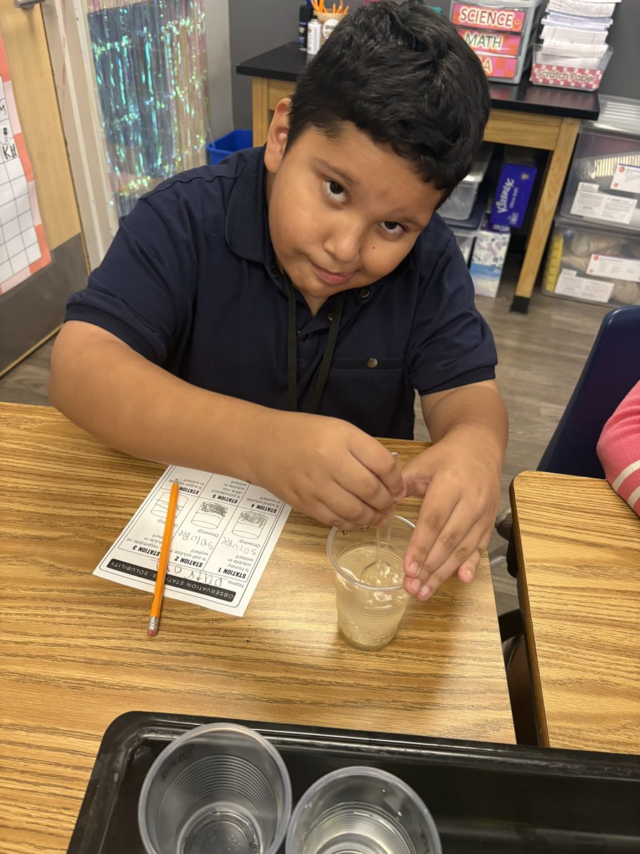 kblessingRISD's tweet photo. More hands on learning happened last week when we were testing the solubility of several materials. @ForestLnAcademy #DreamOnRISD #5thgrade #science #solubility https://t.co/QFP3bvXzKk