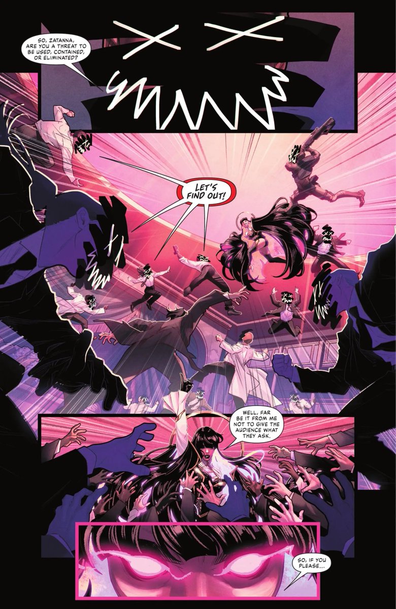 JayStorm199's tweet photo. Zatanna vs. Agent Di Manes

The art is so beautiful, I love how she used the music notes to cast her spell backwards.

Zatanna #3 by Jamal Campbell, i highly recommend everyone check out &amp; support this comic run, so it can keep going.
#DC #DCcomics #Zatanna #magic #comics #art https://t.co/qkeBPXRjKY