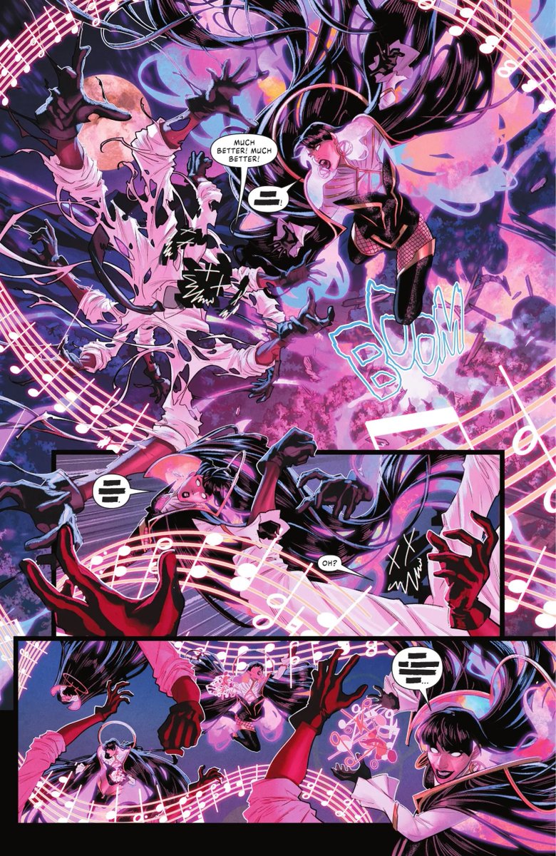 JayStorm199's tweet photo. Zatanna vs. Agent Di Manes

The art is so beautiful, I love how she used the music notes to cast her spell backwards.

Zatanna #3 by Jamal Campbell, i highly recommend everyone check out &amp; support this comic run, so it can keep going.
#DC #DCcomics #Zatanna #magic #comics #art https://t.co/qkeBPXRjKY