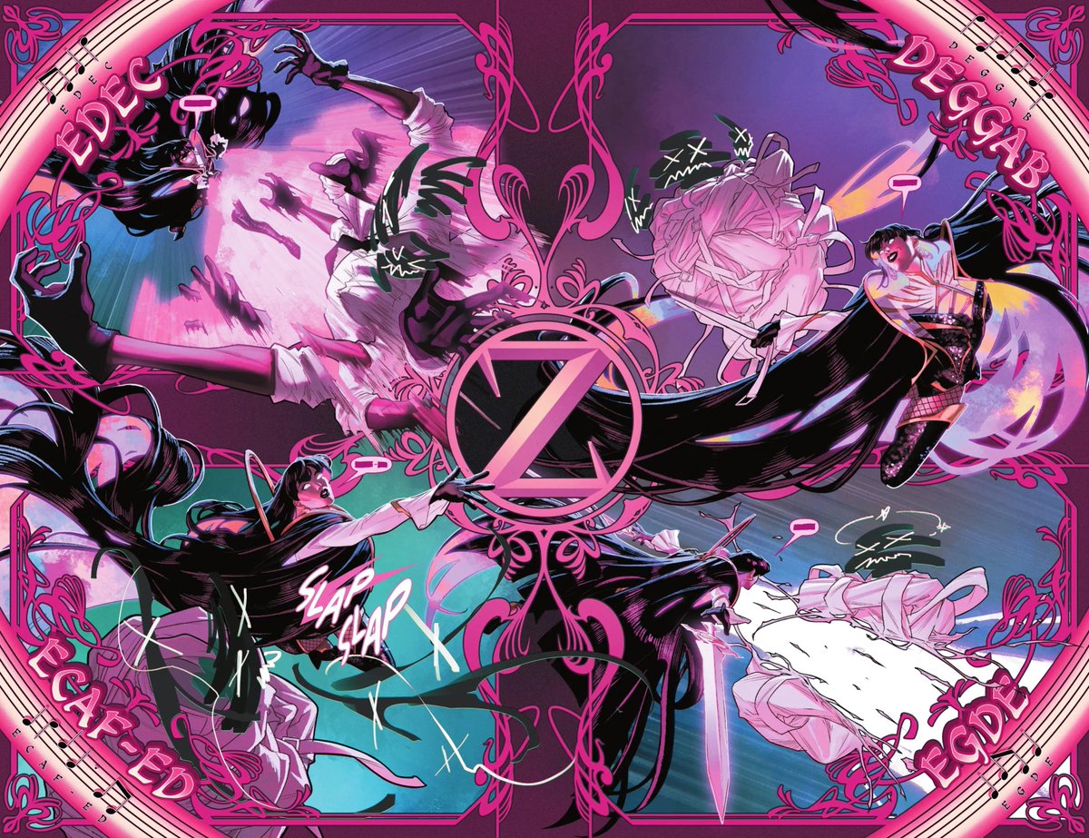 JayStorm199's tweet photo. Zatanna vs. Agent Di Manes

The art is so beautiful, I love how she used the music notes to cast her spell backwards.

Zatanna #3 by Jamal Campbell, i highly recommend everyone check out &amp; support this comic run, so it can keep going.
#DC #DCcomics #Zatanna #magic #comics #art https://t.co/qkeBPXRjKY