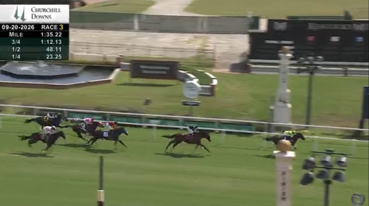 ClarklandFarm's tweet photo. 🎉 MAIDEN BREAKER! 🎉

Congratulations to QUICK PICK (Oscar Performance x Pinch Hit) on breaking his maiden in style at Churchill Downs! 🏆🐎

Bred by Klein Racing and raised with pride by Clarkland Farm! 💙

#ClarklandFarm #ChurchillDowns #ThoroughbredRacing @millridgefarm https://t.co/Fxin0WaWaj
