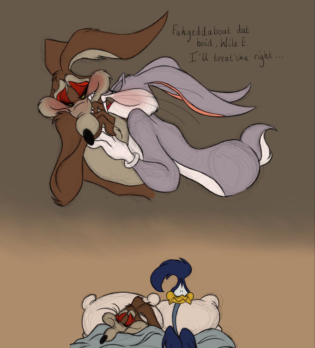 rodeorosebud's tweet photo. bugs bunny such a homewrecker he’s out homewrecking road runner in his dreams https://t.co/GkWDDEFP4W