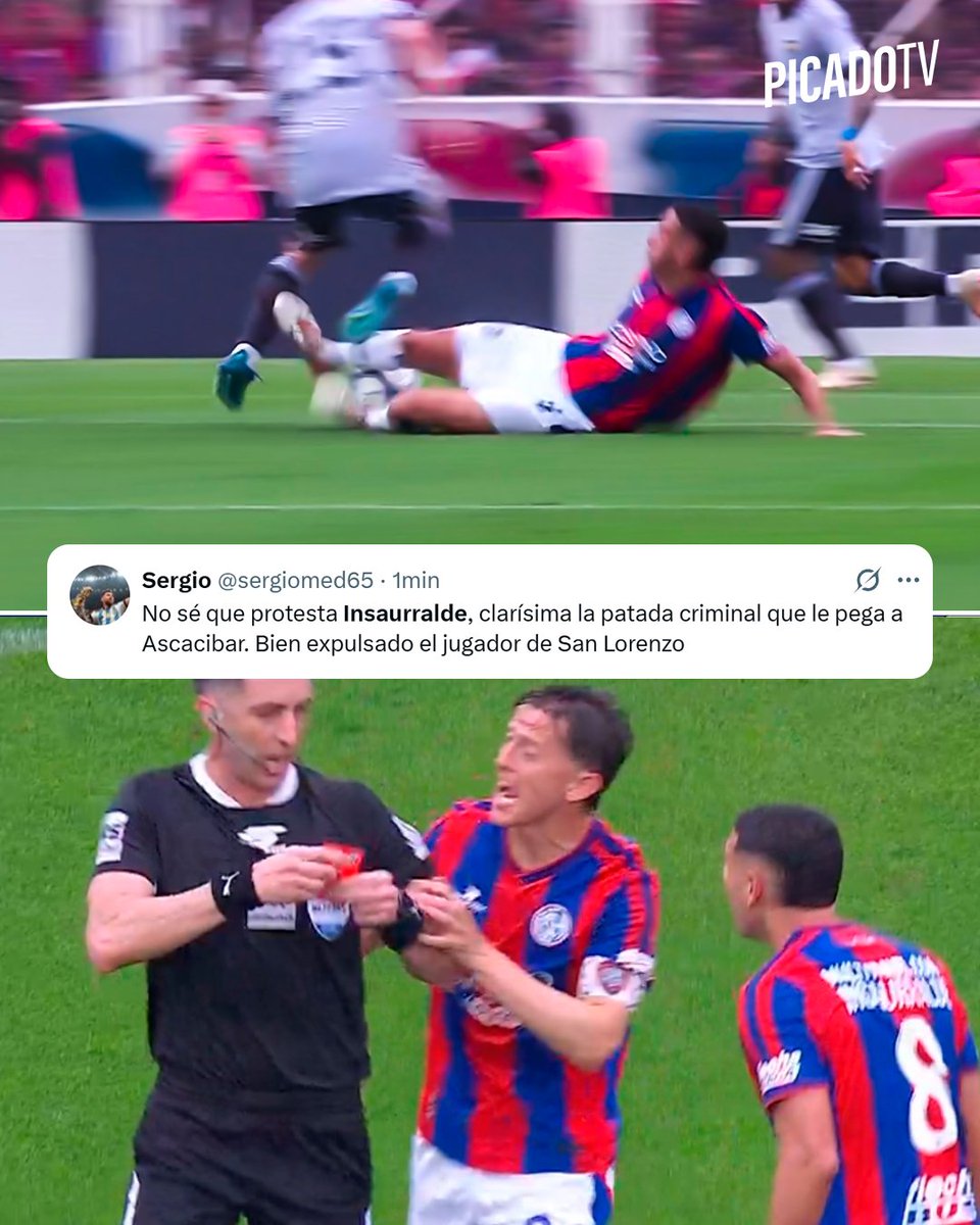 picadotv_'s tweet photo. "NO ES ROJA... ES CÁRCEL LO DE INSAURRALDE" ❌

¿Estuvo bien expulsado el jugador de San Lorenzo? 🤔

#boca #cabj #sanlorenzo #casla https://t.co/vNt5o4CjQ7