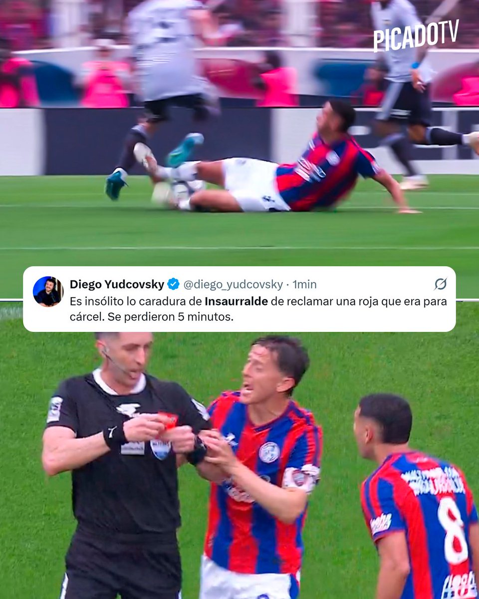 picadotv_'s tweet photo. "NO ES ROJA... ES CÁRCEL LO DE INSAURRALDE" ❌

¿Estuvo bien expulsado el jugador de San Lorenzo? 🤔

#boca #cabj #sanlorenzo #casla https://t.co/vNt5o4CjQ7