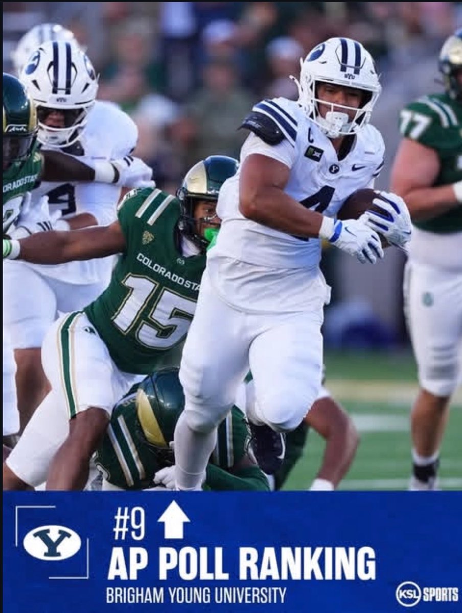 Mitch_Harper's tweet photo. BYU moves up to No. 9 in the latest AP Top 25 poll.

@kslsports https://t.co/ZQjgYnlsVv