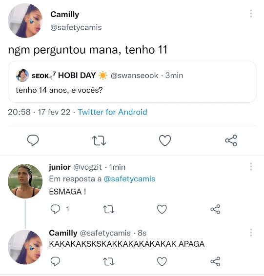 mazisholmes's tweet photo. eu acho tão curioso que toda vez que alguém posta foto com uma roupa fofinha aqui chove de gente pra xingar e nos comentários só da os amiguinhos da pessoa falando "KSKKSKSKSKVC É O CÃO!!!" e vcs ficam se achando super engraçados mas vcs pra qualquer um de fora parecem esse print https://t.co/3u2oKKFpAu