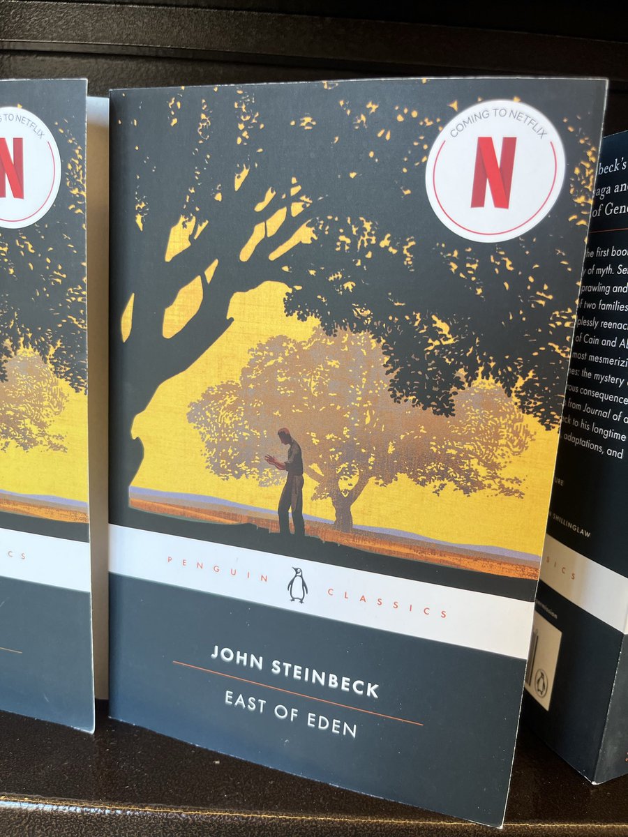 saguaro_ghost's tweet photo. not a single human being on this entire planet wants a permanent Netflix sticker on their copy of East of Eden. https://t.co/HBYWP7kAkT