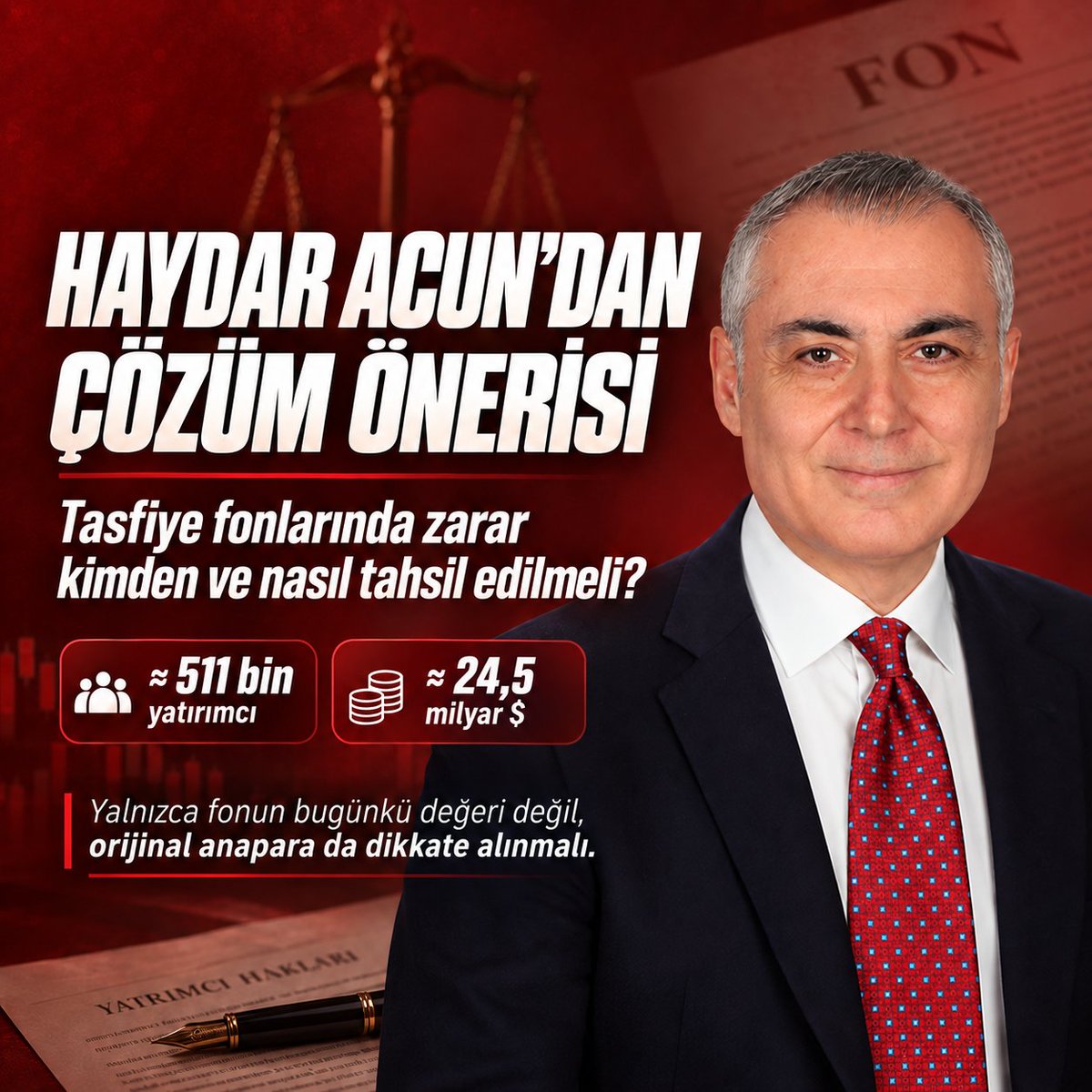 fonmagdurlari0's tweet photo. 1️⃣ Haydar Acun’dan tasfiye fonları için dikkat çeken bir öneri geldi.

Acun’a göre mesele yalnızca fonların eldeki varlıkları satıp yatırımcıya dağıtmasıyla kapanmamalı.

Asıl soru şu:

Zarar kimden ve nasıl tahsil edilmeli? 👇

#TeraFonMağdurları #FonMağdurları https://t.co/tyPxCt0hMX