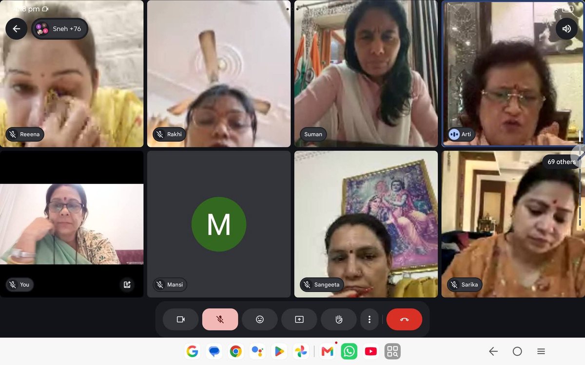 BJPMM4Delhi's tweet photo. #AangankaUtsav virtual meeting taken by Delhi State Women wing General secretary @sumandagar ji along with Pradesh and Jila designatories under the guidance of Prabhari Smt @ArtiBJPji and Seh Prabhari @SarikaJainBJP Ji 

@PMOIndia  @BJP4Delhi @iarchnagupta @hdmalhotra https://t.co/G2P5DKquFt