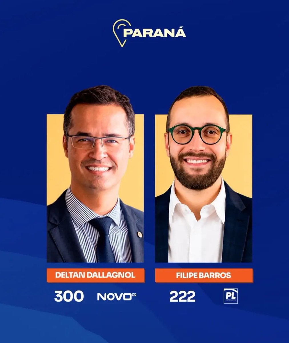 SrgioAparecid19's tweet photo. Bora meu Paraná. Senadores Deltan 300 e Filipe Barros 222 https://t.co/ik6fhFmH0Z
