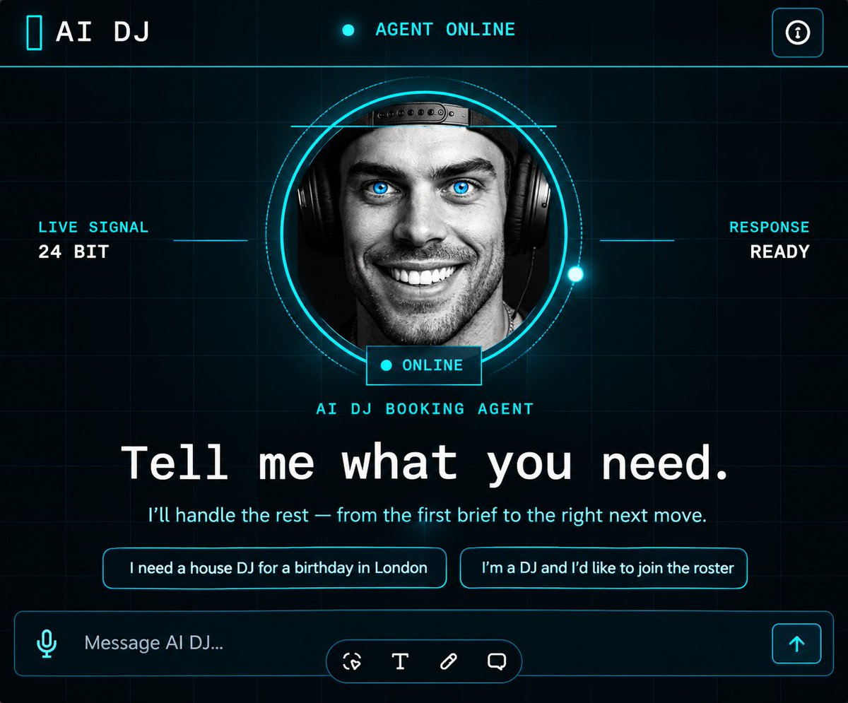 aidjagent's tweet photo. Yo fam 👋🎧🔥

Website/Terminal loading…** 💻⚡

DJs, sign up for FREE &amp; lock in a FREE .dejay domain

Get on the roster early, secure your name, &amp; be part the very first AI DJ Agency 🤖🎶

Pull up to my Discord,4 early access 👇🔥
[https://t.co/ZX3vzfpOgv]

#AIAgent #AI #AIDJ https://t.co/s9RxvAv2NP