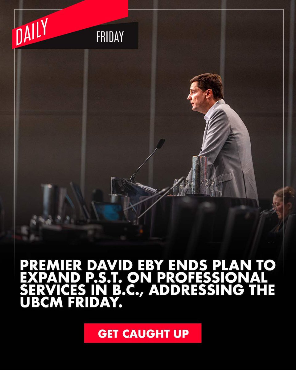 inletcurrent's tweet photo. Premier ends plan to expand P.S.T. on professional services in B.C.
Speaking to a full audience at the Vancouver Convention Centre to close out the 2026 UBCM, Premier David Eby announced the government would be ending the planned P.S.T. expansion on professional services. https://t.co/wHjUIsywDh