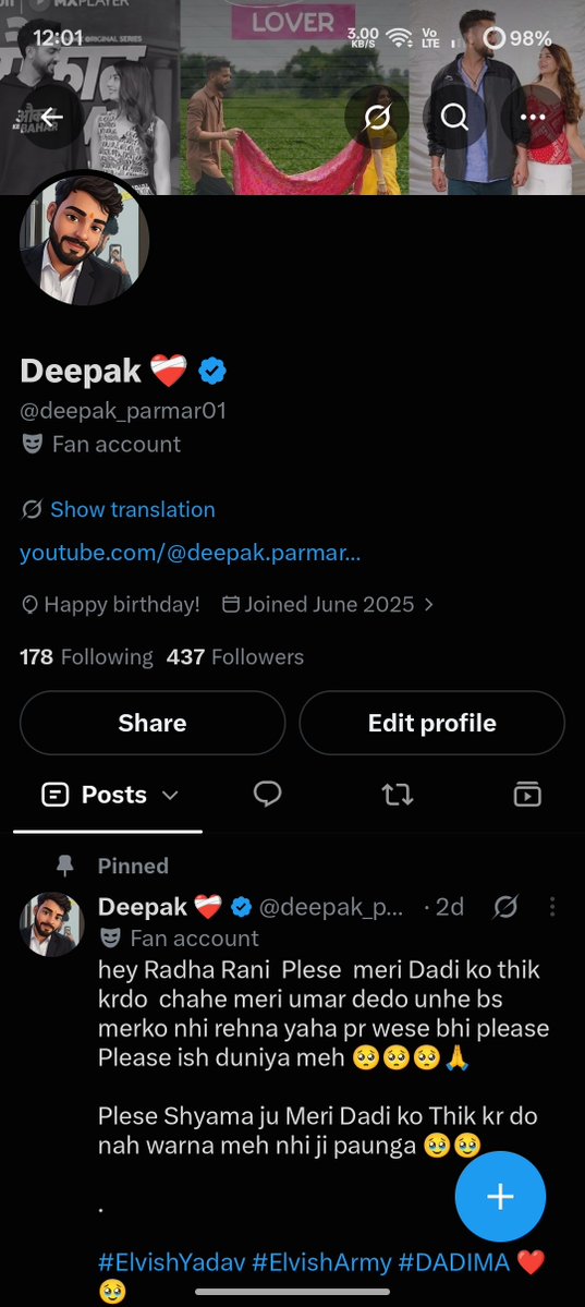 nayan_singh1102's tweet photo. Happy birthday  @deepak_parmar01  🎂🩷️ mere bhai  

#ElvishYadav #ElvishArmy https://t.co/MVpCPx7lfl