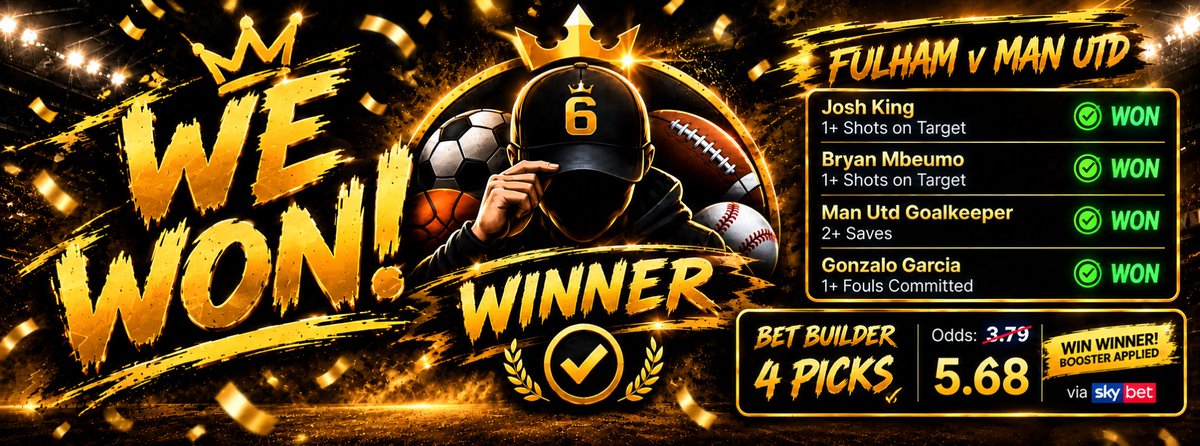 6GODTIPSTER's tweet photo. We had a BOOOOOOM today. 

Let’s go 

#skybet #tip #winner https://t.co/PZleLRljEu