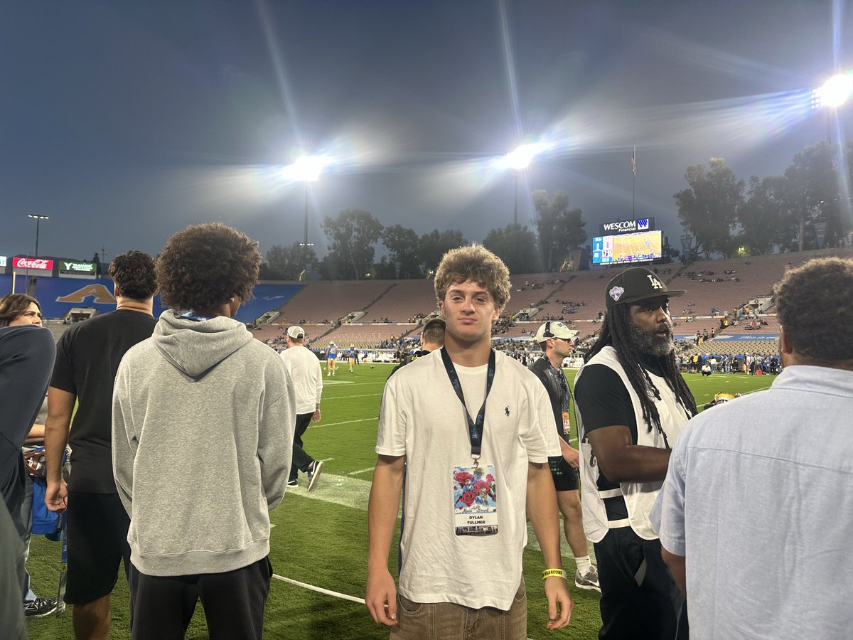 DylanFullmer11's tweet photo. Had an amazing time @UCLAFootball last night! The game day atmosphere and culture was incredible. Thank you @JDLakeFB for the invite.

@hwfootball @porter_dameon @dyray22 @latsondheimer @mfarrellsports @coachdc34 @adamgorney @TheUCReport @CoachWild15 https://t.co/HhkMvUqS6v