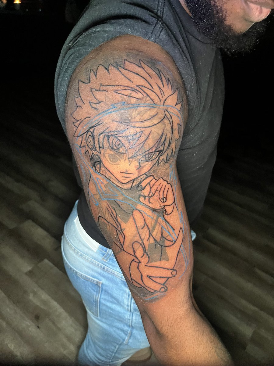 Callme_Deuce's tweet photo. Session 1 completed ✅of this killua cover up ⚡️

Books are open,

You know you want some Duss3!!!

Link in bio to book 
#duss3 #duss3ink #houstontattooartist #explore #hunterxhunter https://t.co/qnirdGHW9f