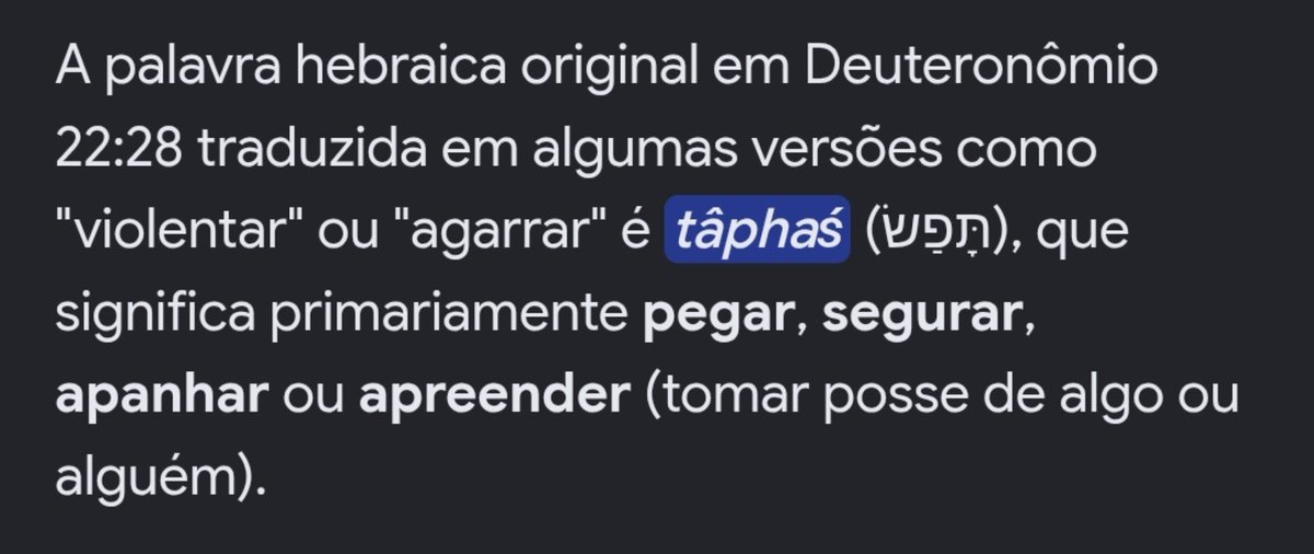 mtxcaua2004's tweet photo. @isousa_ @MatheusWillrkm @atenadesgracada Na verdade, o erro está na tradução. O hebraico em Dt 22:28 usa tâphaś (תָּפַשׂ), referente a ato consensual (tomar/manter). Como a perda da virgindade desamparava socialmente a mulher, a lei obrigava o homem a casar-se para lhe garantir sustento e proteção. https://t.co/b86nof5Bzi