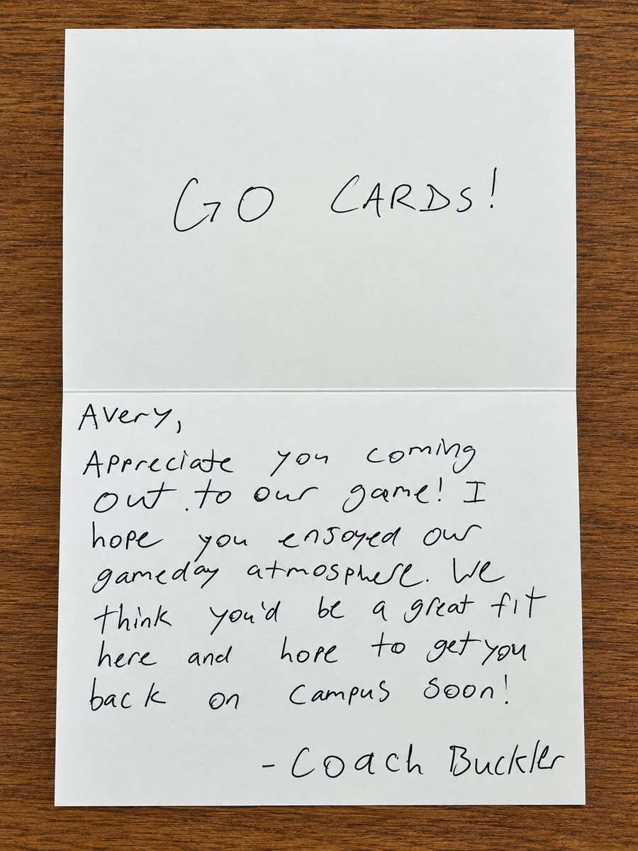 AHenson64's tweet photo. Thank you, @CoachBBuckler! Really appreciate it.  Looking forward to being back on campus soon!  Congrats on the win over Wilmington 🔥  Go Cards! https://t.co/NGGkbzgAkq