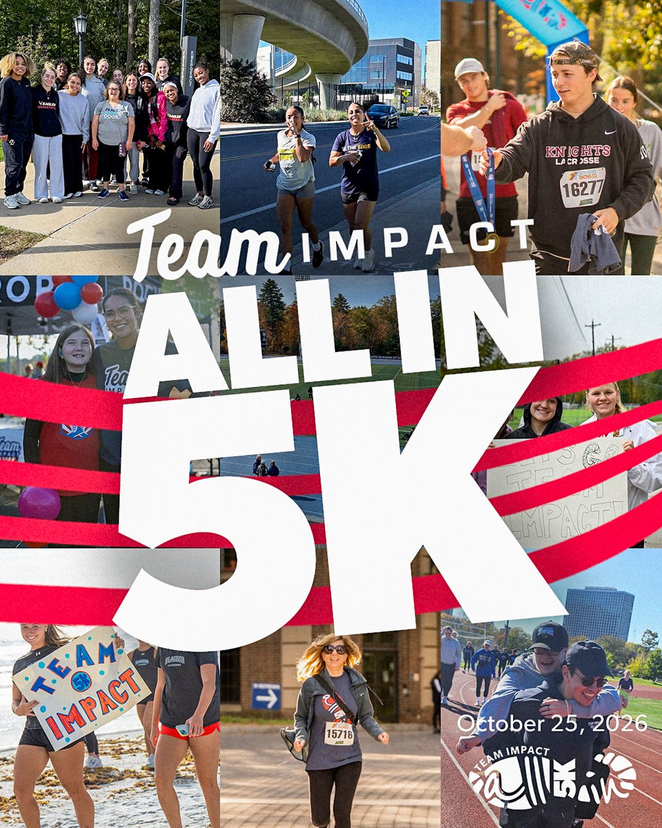 GoTeamIMPACT's tweet photo. Who's ready to be ALL IN? 

We are just over one month away from Team IMPACT's All In 5K, and we are on track for a record-breaking amount of participants and Team IMPACT supporters this year! 

🏃: https://t.co/TsipFM0JMd 

#AllInAllTogether https://t.co/sdMQTm1HOG