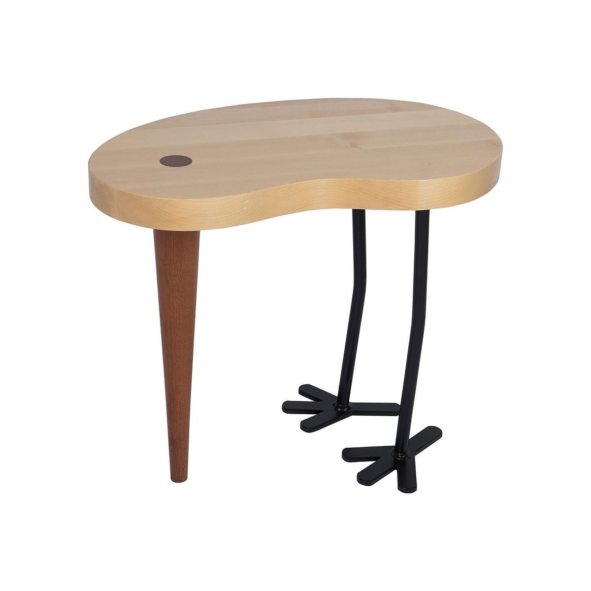 pmamtraveller's tweet photo. "Chick" side table/stool designed by Maria Rästa for Radis, featuring a light wood top and whimsical bird-like metal legs https://t.co/q40DILHUSN